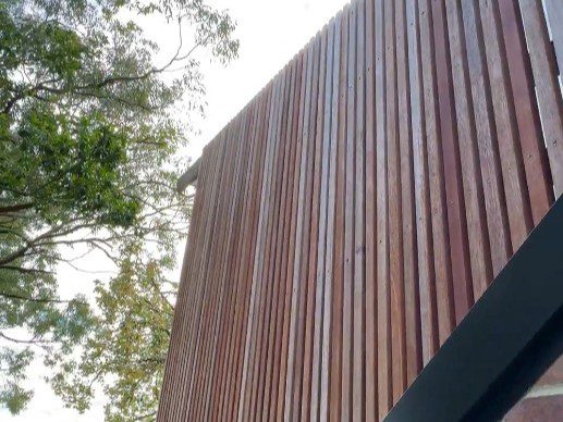 Timber battens on feature wall.