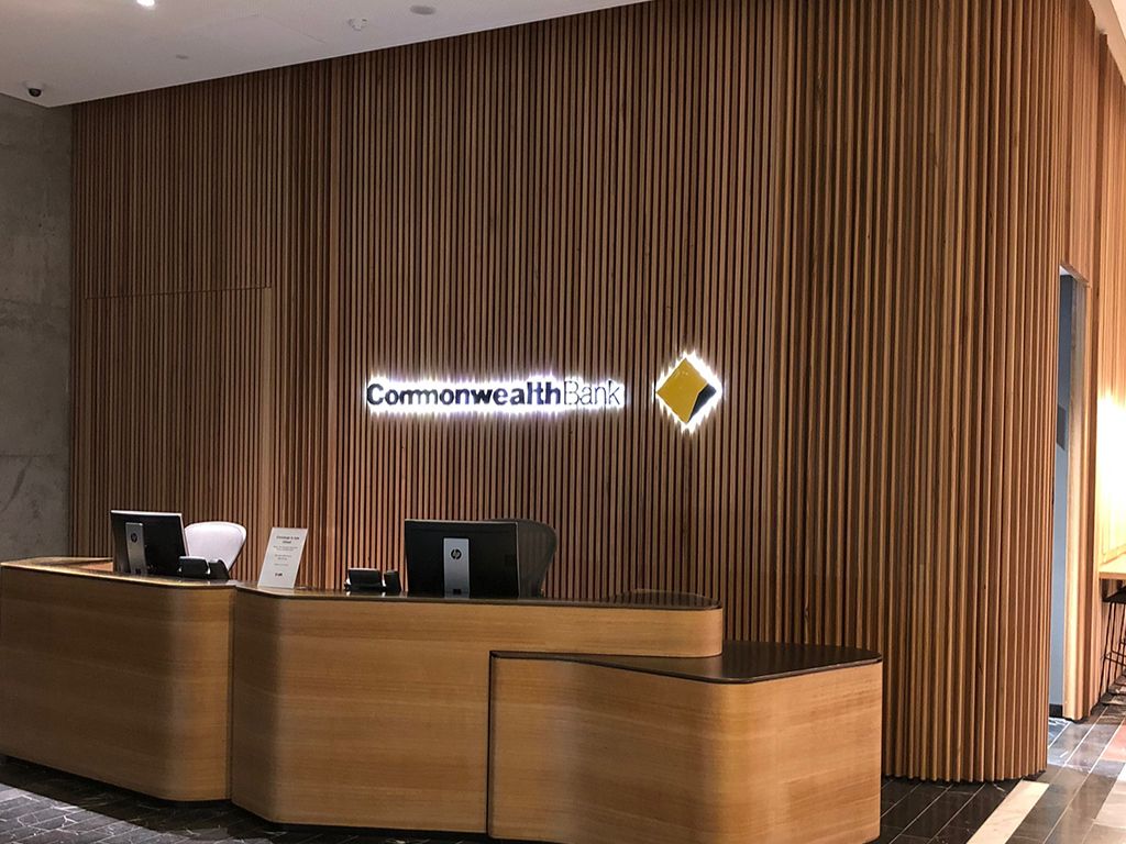 blackbutt screening used in reception area of commonwealth bank